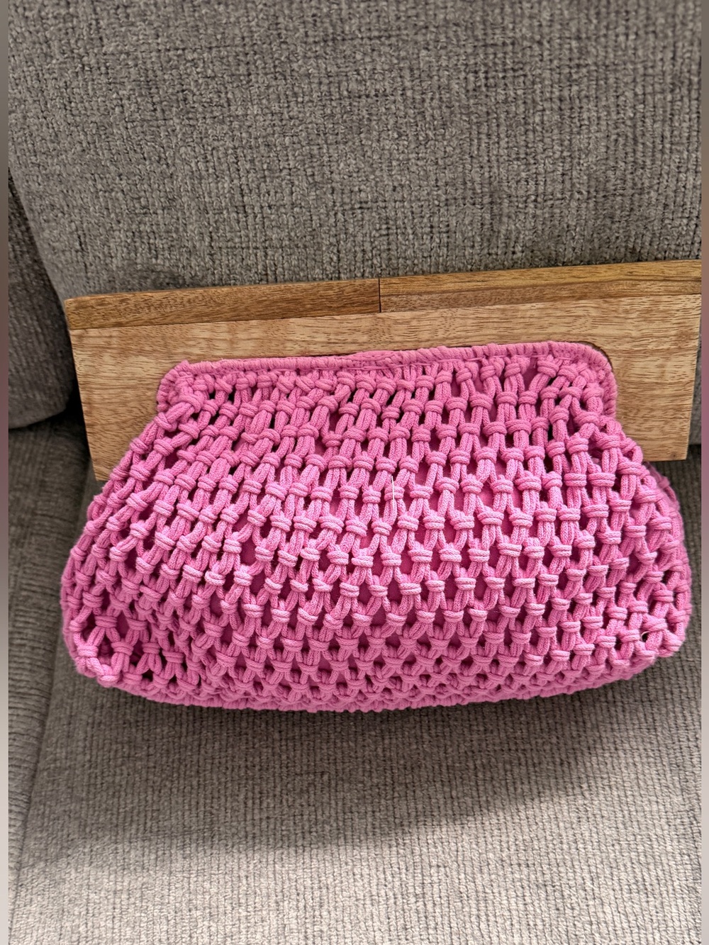 Handmade Pink Crochet Clutch Bag